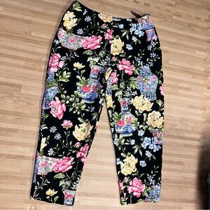 Talbots Black Floral Pants